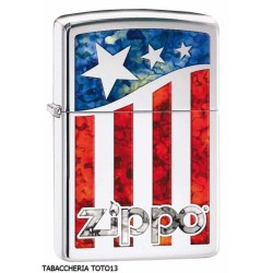 Zippo us flag , bandiera stelle e strisce su cromo lucido Zippo Zippo Zippo