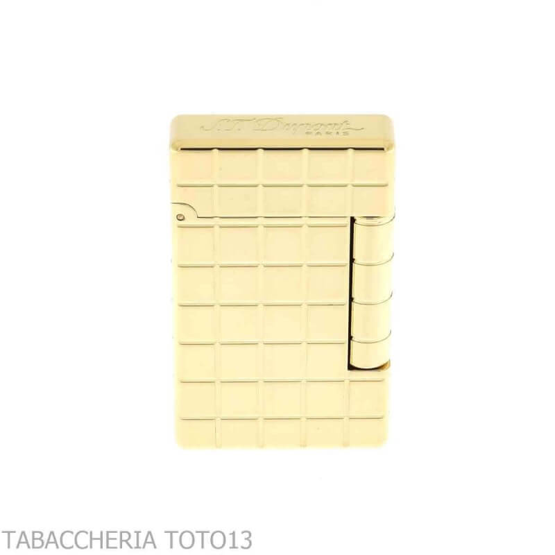 Accendino St Dupont linea Initial Cling dorato lucido e quadri - S.t. Dupont
