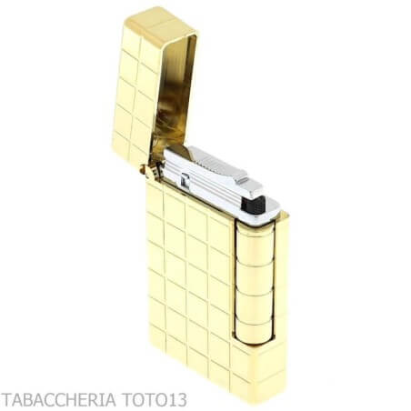 St Dupont lighter Initial Cling line in shiny gold and square - S.t. Dupont