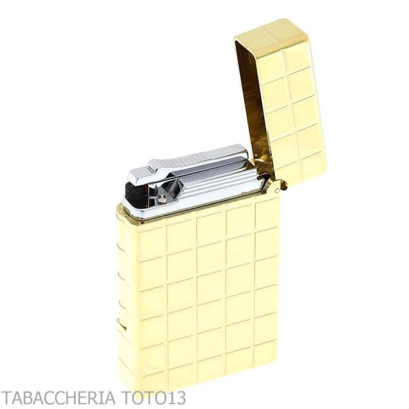 Accendino St Dupont linea Initial Cling dorato lucido e quadri - S.t. Dupont