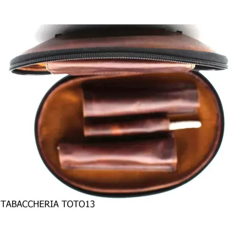 2-seater bag for pipes in vintage natural leather in the shape of an American football ball - Accessories for tobacco pipes