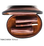 Sac 2 places pour pipes en cuir naturel vintage en forme de ballon de football américain - Accessoires pour pipes