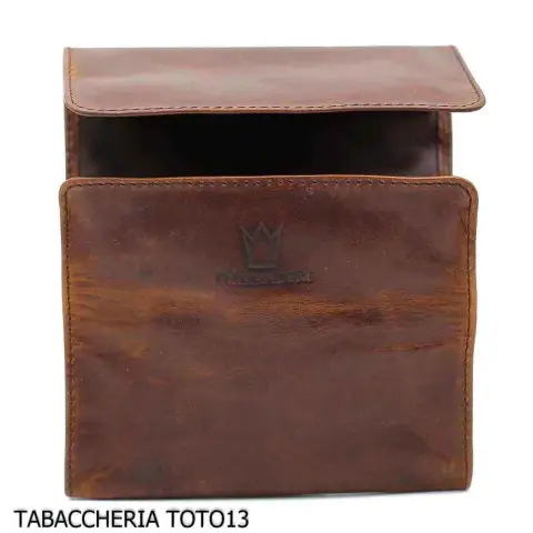 2-Sitzer-Tasche für Pfeifen aus Vintage-Naturleder in Form eines American Football-Balls - Zubehör für Tabakpfeifen
