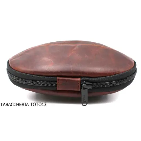 Fiamma di Re Bag 2 Plätze für Pfeifen in Form von American Football in braunem Vintage-Leder - Zubehör für Tabakpfeifen