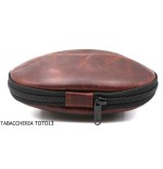 Bolso Fiamma di Re 2 lugares para pipas con forma de fútbol americano en cuero marrón vintage - Accesorios para pipas de taba