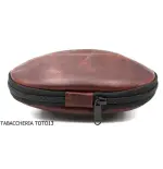 Fiamma di Re bag 2 places for pipes in the shape of american football in brown vintage leather - Accessories for tobacco pipe