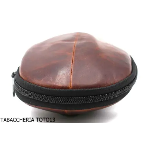 Fiamma di Re bag 2 places for pipes in the shape of american football in brown vintage leather - Accessories for tobacco pipe