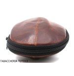 Bolso Fiamma di Re 2 lugares para pipas con forma de fútbol americano en cuero marrón vintage - Accesorios para pipas de taba