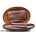 Bolso Fiamma di Re 2 lugares para pipas con forma de fútbol americano en cuero marrón vintage - Accesorios para pipas de taba
