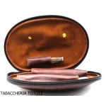 Bolso Fiamma di Re 2 lugares para pipas con forma de fútbol americano en cuero marrón vintage - Accesorios para pipas de taba