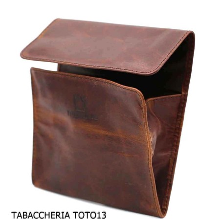 Bolso Fiamma di Re 2 lugares para pipas con forma de fútbol americano en cuero marrón vintage - Accesorios para pipas de taba