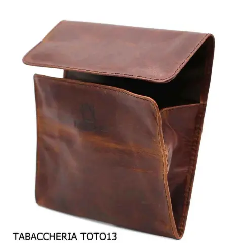 Bolso Fiamma di Re 2 lugares para pipas con forma de fútbol americano en cuero marrón vintage - Accesorios para pipas de taba