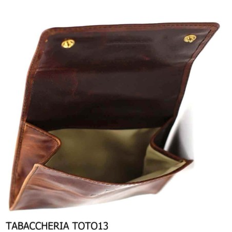 Bolso Fiamma di Re 2 lugares para pipas con forma de fútbol americano en cuero marrón vintage - Accesorios para pipas de taba