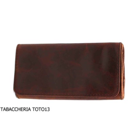 Bolso Fiamma di Re 2 lugares para pipas con forma de fútbol americano en cuero marrón vintage - Accesorios para pipas de taba