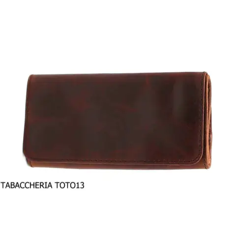 Bolso Fiamma di Re 2 lugares para pipas con forma de fútbol americano en cuero marrón vintage - Accesorios para pipas de taba