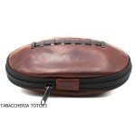Bolso Fiamma di Re 2 lugares para pipas con forma de fútbol americano en cuero marrón vintage - Accesorios para pipas de taba