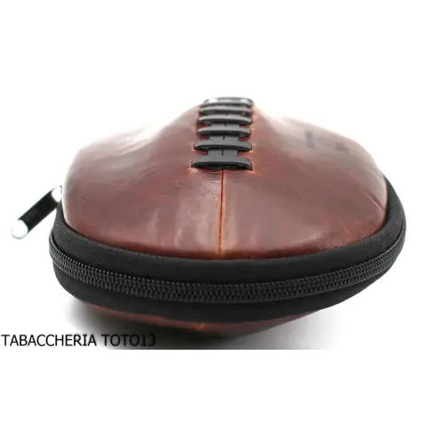 Fiamma di Re Bag 2 Plätze für Pfeifen in Form von American Football in braunem Vintage-Leder - Zubehör für Tabakpfeifen