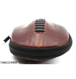 Bolso Fiamma di Re 2 lugares para pipas con forma de fútbol americano en cuero marrón vintage - Accesorios para pipas de taba