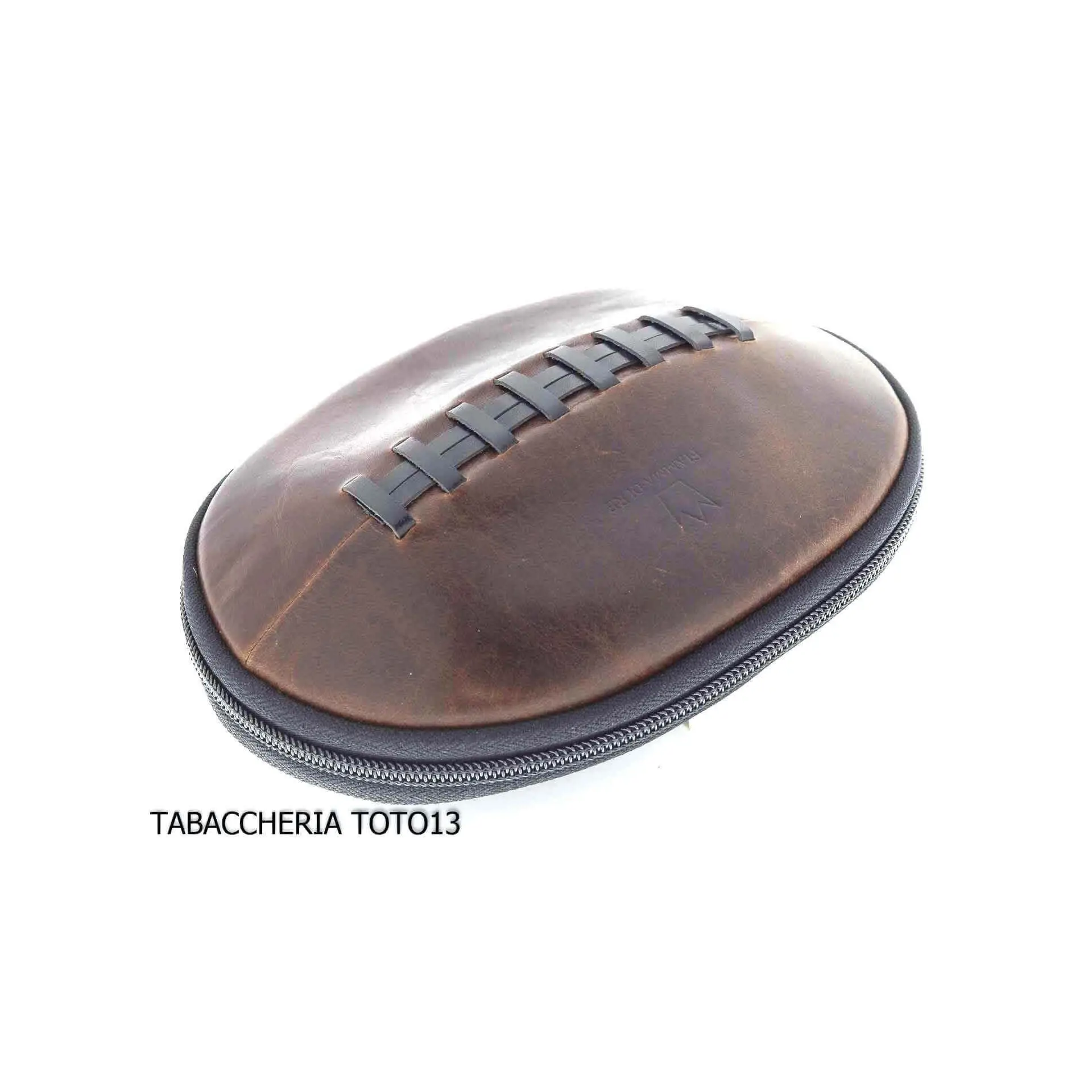 Fiamma di Re bag 2 places for pipes in the shape of american football in brown vintage leather - Accessories for tobacco pipe Fiamma di Re bag 2 places for pipes in the shape of american football in brown vintage leather - Accessories for tobacco pipe