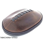 Bolso Fiamma di Re 2 lugares para pipas con forma de fútbol americano en cuero marrón vintage - Accesorios para pipas de taba