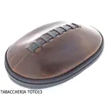 Fiamma di Re Bag 2 Plätze für Pfeifen in Form von American Football in braunem Vintage-Leder - Zubehör für Tabakpfeifen