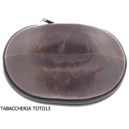 Bolso Fiamma di Re 2 lugares para pipas con forma de fútbol americano en cuero marrón vintage - Accesorios para pipas de taba