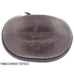 Bolso Fiamma di Re 2 lugares para pipas con forma de fútbol americano en cuero marrón vintage - Accesorios para pipas de taba