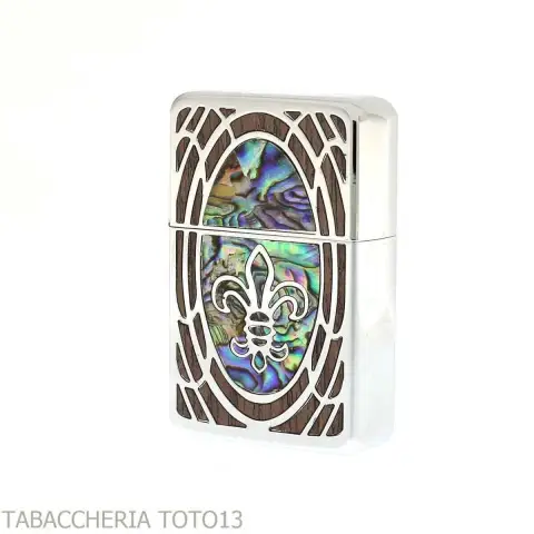Z-plus cool finitura madreperla e legno con flor de lis - Accendini