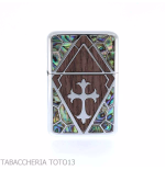Z-plus cool nacre finish, wooden rhombus with central cross-Z-plus
