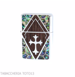 Z-plus cool nacre finish, wooden rhombus with central cross-Z-plus