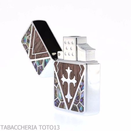 Z-plus cool nacre finish, wooden rhombus with central cross-Z-plus
