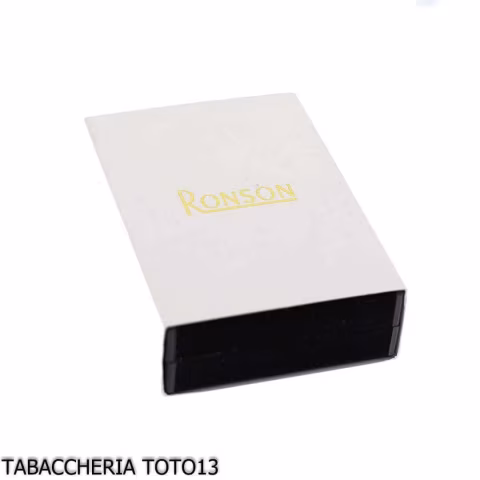 Ronson Vestige accendino a gas finitura cromo lucido e pelle nera - Accendini