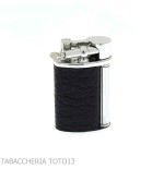 Briquet à gaz Ronson Vestige avec finition chrome poli et cuir noir - Briquets - Laiton