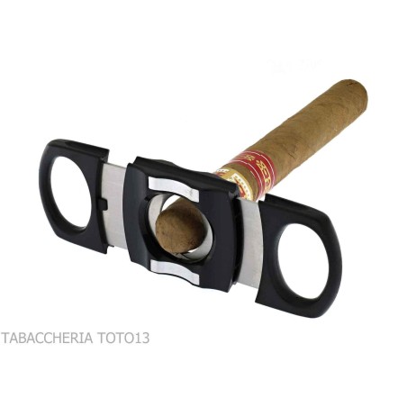 Schwarzer Doppelklingen-Zigarrenschneider mit Zigarrenhalter 28 mm - Zubehör Cigar