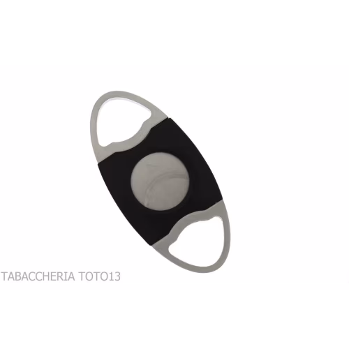 Tagliasigari bilama nero e cromo mm 28 con fondello-Accessori Per Sigari