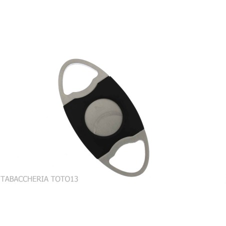 Cigar cutter double blade black and chrome 28 mm with bottom - Accessories Cigar