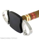 Zigarrenschneider Doppelklinge schwarz und Chrom 28 mm mit Boden-Zubehör Cigar