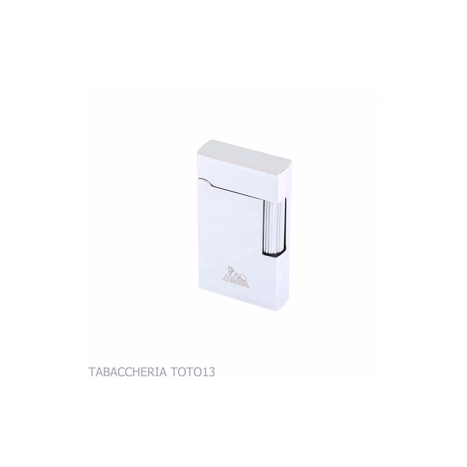 Lubiski Ravenna flint lighter, chrome finish with vertical lines - Lighters - Metal