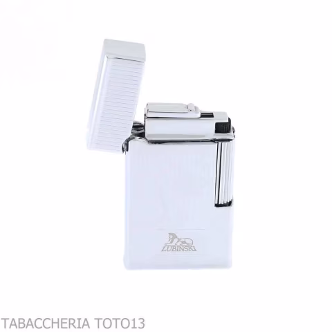 Lubiski Ravenna flint lighter, chrome finish with vertical lines - Lighters - Metal