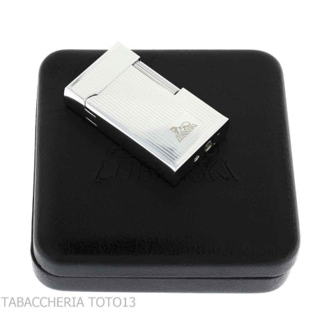 Lubiski Ravenna flint lighter, chrome finish with vertical lines - Lighters - Metal
