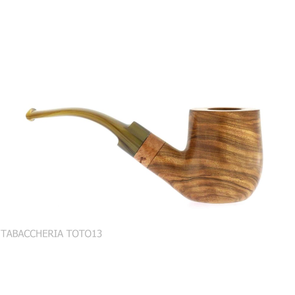 Bent billiard pipa de olivo por Tom Spanu - Pipas de Tabaco
