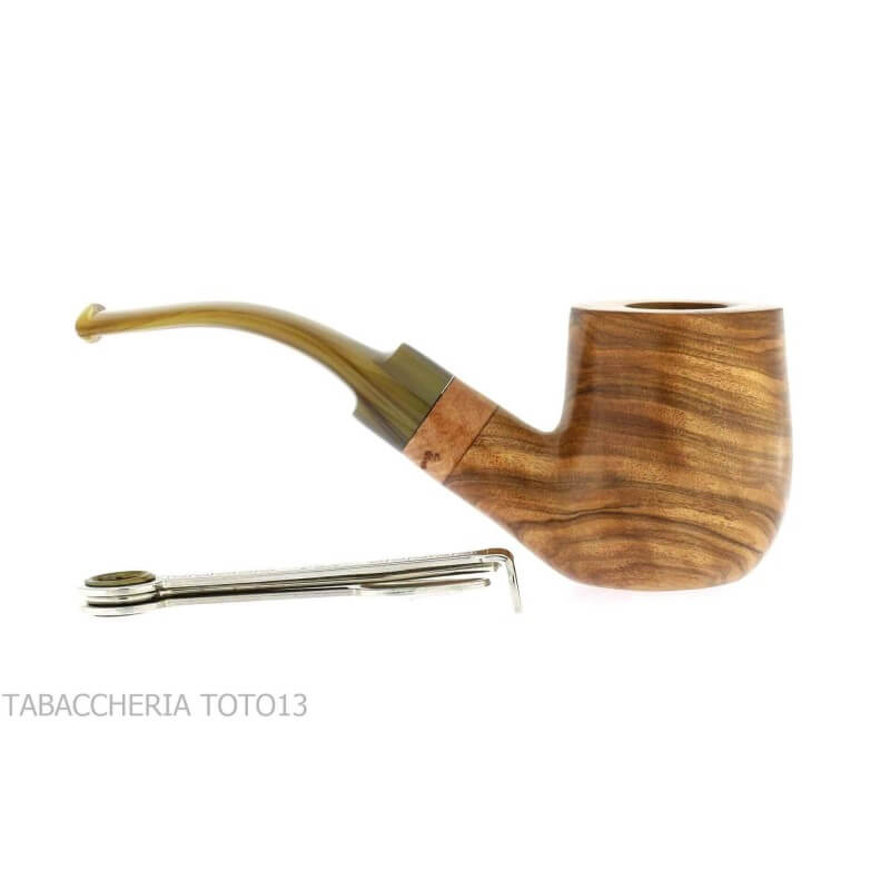 Tom Spanu pipa Bent billiard in ulivo - Tom Spanu pipe