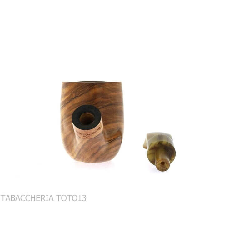 Tom Spanu pipa Bent billiard in ulivo - Tom Spanu pipe