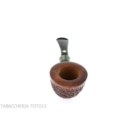 Fiamma di re heather line pipe, horn shape rusticated briar finish - Tobacco Pipes - Natural root