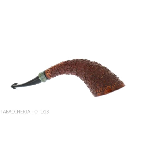 Fiamma di re heather line pipe, horn shape rusticated briar finish - Tobacco Pipes - Natural root