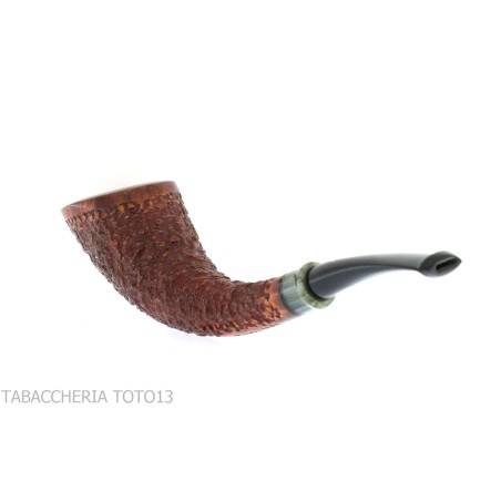 Fiamma di re heather line pipe, horn shape rusticated briar finish - Tobacco Pipes - Natural root