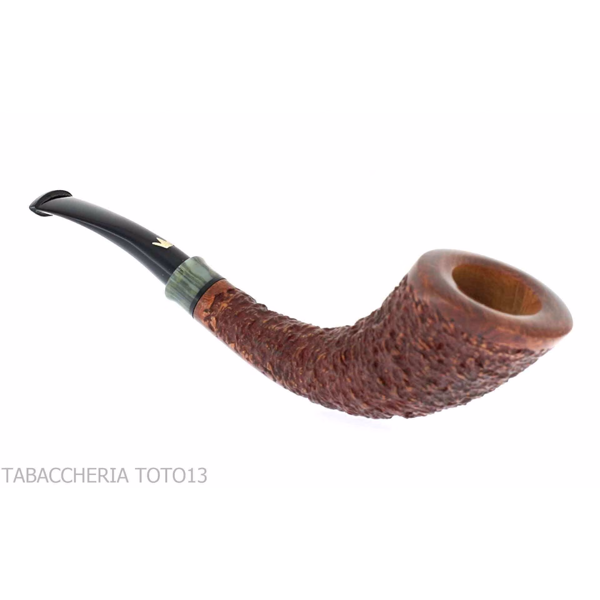 Fiamma di re heather line pipe, horn shape rusticated briar finish - Tobacco Pipes - Natural root