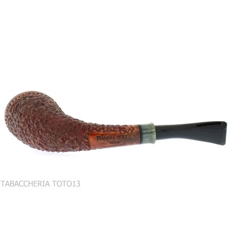 Fiamma di re heather line pipe, horn shape rusticated briar finish - Tobacco Pipes - Natural root