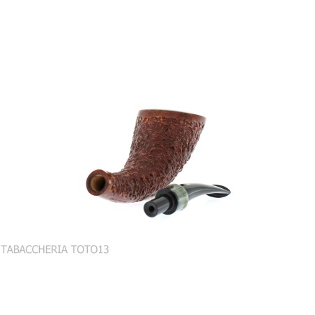 Fiamma di re heather line pipe, horn shape rusticated briar finish - Tobacco Pipes - Natural root