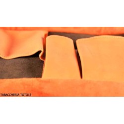 Portarrollos Albieri 4 pipas y accesorios en piel de naranja y marrón